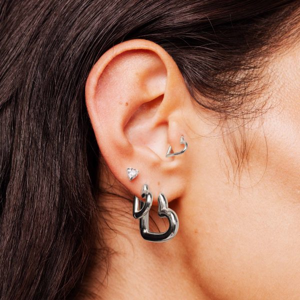 Phat Heart Hoops Small Silber Im Angebot – Bild 4