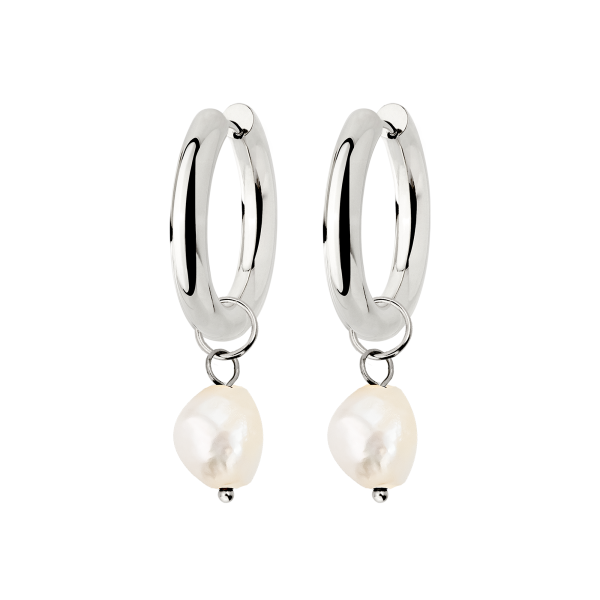 Chunky Pearl Hoop Set Silber Online-Schn?ppchen