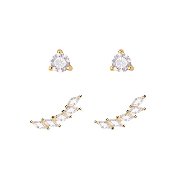 Sparkle Leaf Stud Bundle Gold Im Angebot