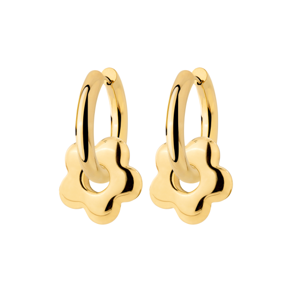 Chunky Bubble Flower Hoop Set Medium Gold Angebot