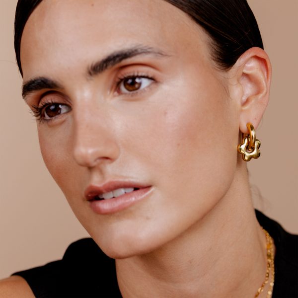 Chunky Bubble Flower Hoop Set Medium Gold Angebot – Bild 2