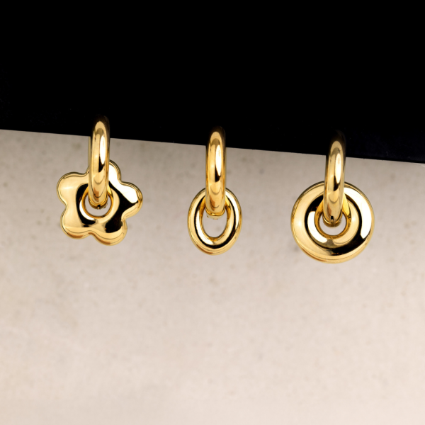 Chunky Bubble Flower Hoop Set Medium Gold Angebot – Bild 4