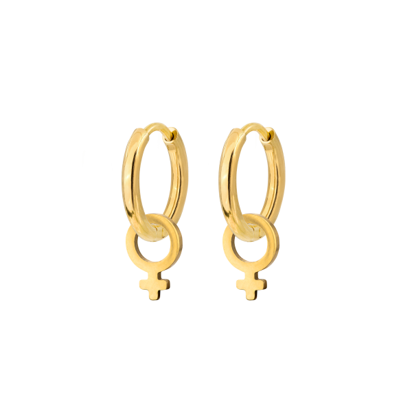 Female Icon Hoop Set Small Gold Mode