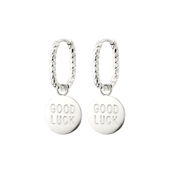 Good Luck Coin Oval Twisted Hoop Set Baby Silber Schn?ppchen