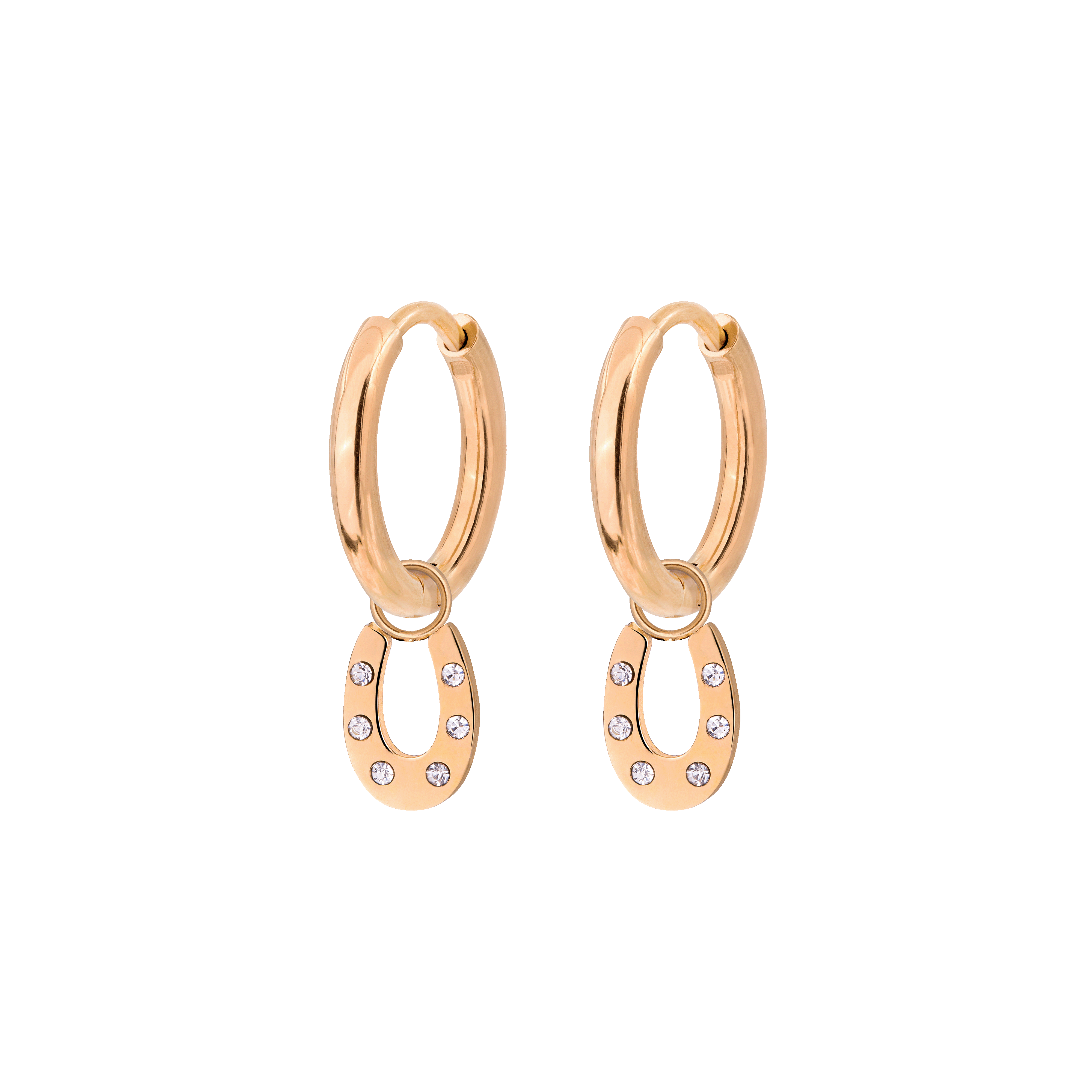 Blinged Horseshoe Hoop Set Small Roségold Mode